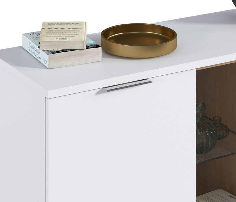 Комоды, Комод Мальта СБ-3264 Белый,Дуб Гамильтон/МДФ Белый