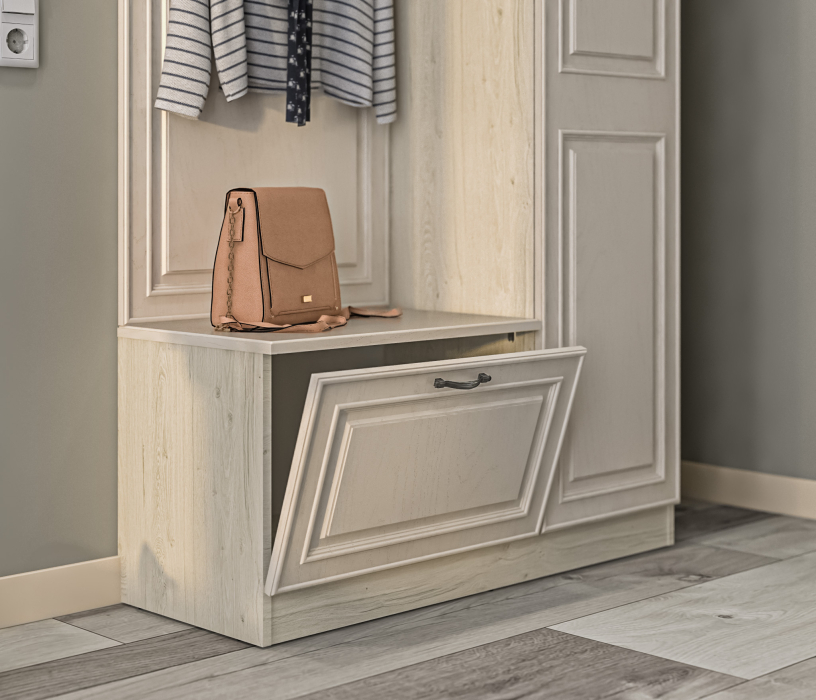 Прихожие, Прихожая Гранд / Ливерпуль СБ-3509 Дуб Приморский Белый/МДФ Классика Светлый