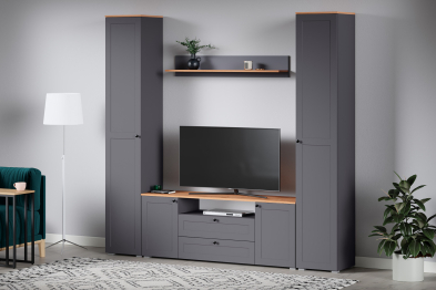 Полка Остин 16.484, серый графит, дуб золотой крафт