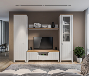 Набор для гостиной Монтана Белый Альпийский,Дуб Гамильтон/МДФ Дуб Белый