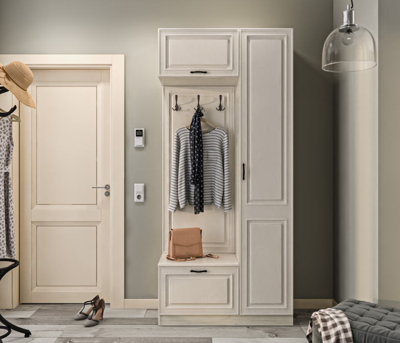 Прихожие, Прихожая Гранд / Ливерпуль СБ-3509 Дуб Приморский Белый/МДФ Классика Светлый