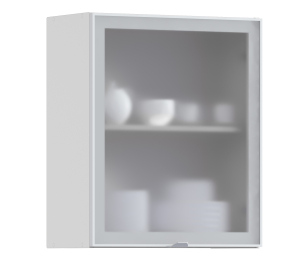 Регина РП-60 Полка Белый/Витрина алюминий Белый глянец/стекло Сатин