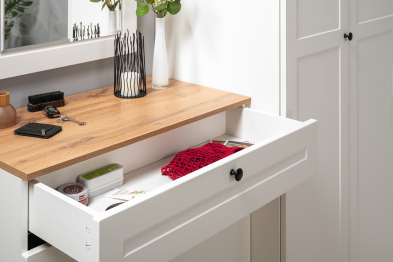 Тумба для обуви Остин 16.121, белая шагрень, дуб золотой крафт