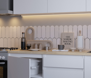 Кухонный гарнитур Леон прямой 180 см, белый