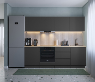 Кухонный гарнитур Леон прямой 240 см, диамант серый