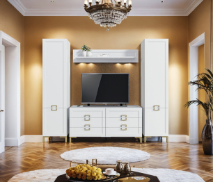 Комплект для гостиной с пеналами Ассоль, Белый