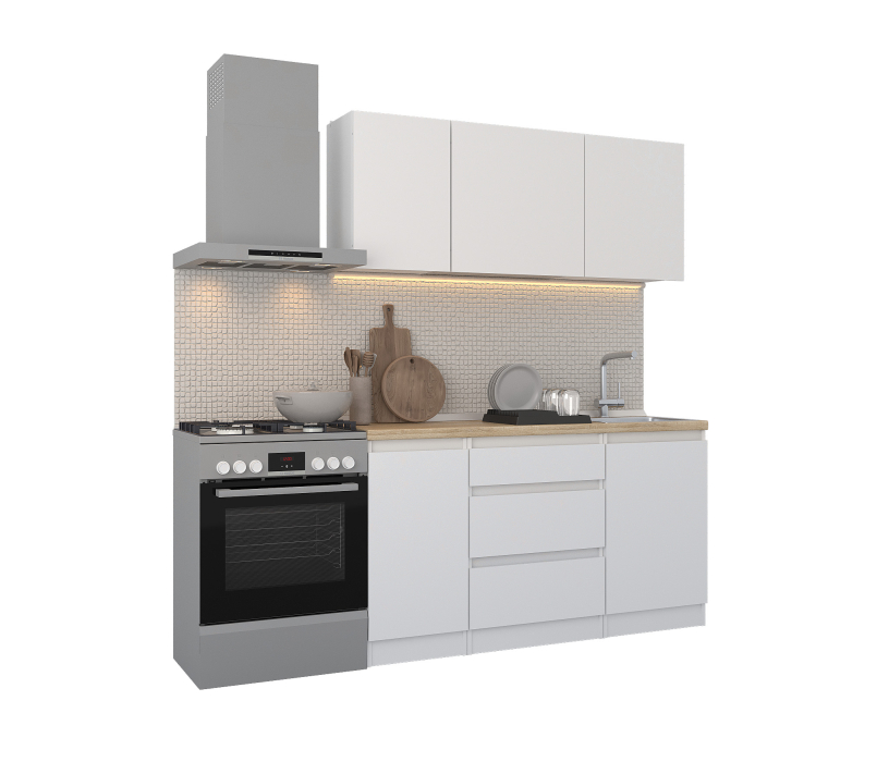 Кухонные гарнитуры, Кухонный гарнитур Леон прямой 150 см, белый