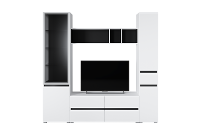 Шкаф с ящиком Сидней 13.202, белый премиум, черный, белый глянец