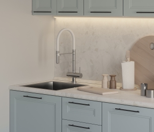 Кухонный гарнитур Регина Белый/МДФ Modern Серый 1,5 м