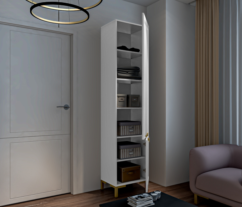 Стенки для гостиной, Комплект для гостиной с пеналом Ассоль, Белый