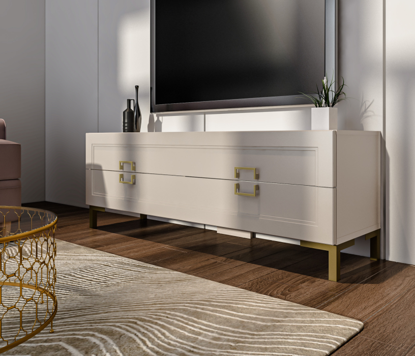 ТВ-тумбы, Тумба под телевизор Ассоль СБ-3433 Кашемир серый/МДФ Кашемир