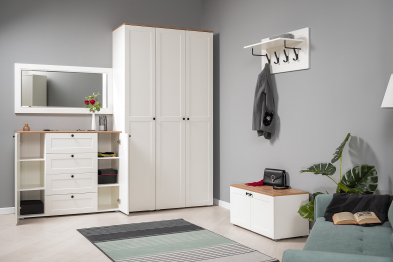 Тумба Остин 13.257, белая шагрень, дуб золотой крафт