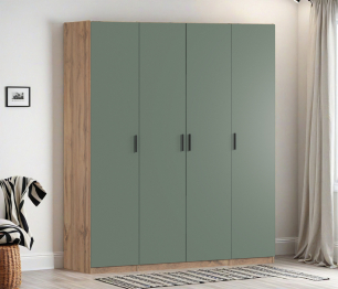 Шкаф четырехдверный Макс 2000 мм, вариант №2 (ЛДСП, корпус дуб вотан)