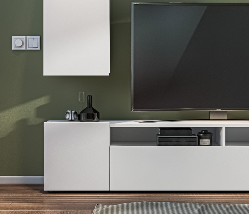 Стенки для гостиной, Стенка Медея СБ-3389 Белый/Белый глянец