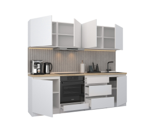 Кухонный гарнитур Леон прямой 240 см, белый